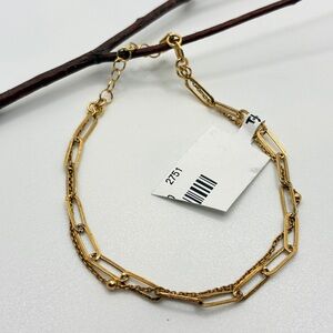 Dyadema Gold Plated Silver Sterling 925 Italy Double Chain Bracelet New With Tag